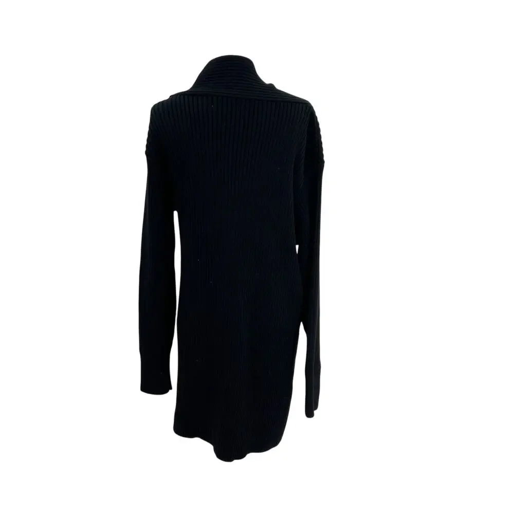 Free People‎ Beach Alba Asymmetric Ribbed Sweater Black Tunic Womens Large